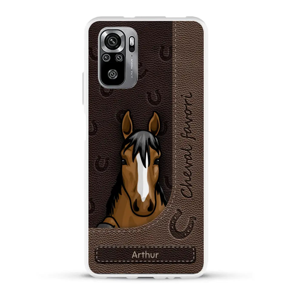 Chevaux curieux aspect cuir - Coque de téléphone personnalisée