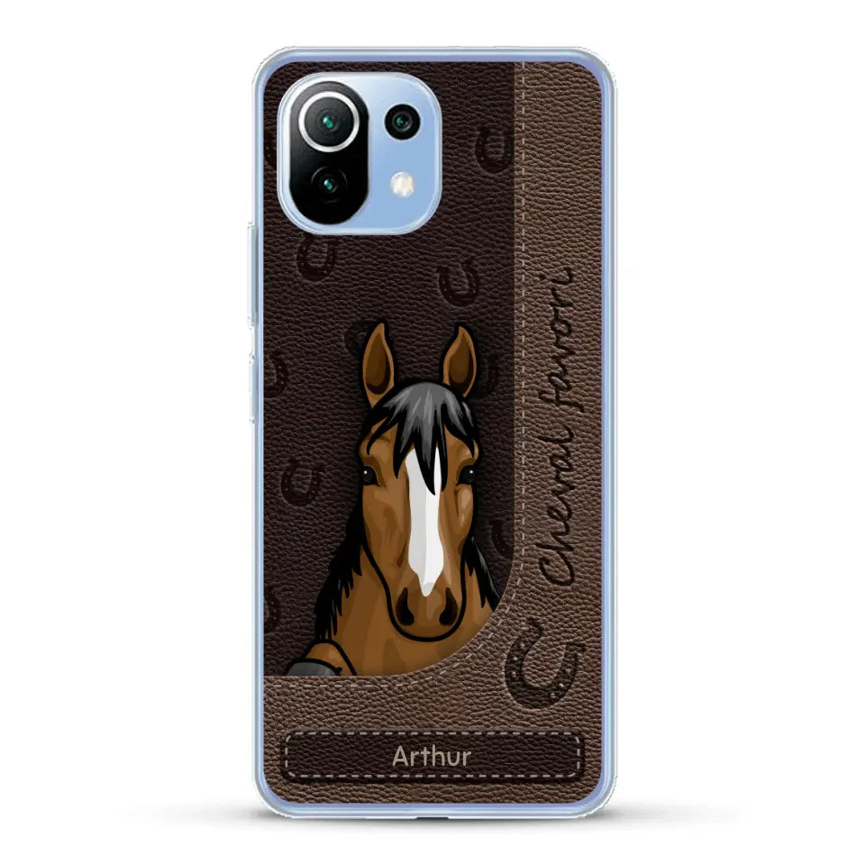 Chevaux curieux aspect cuir - Coque de téléphone personnalisée