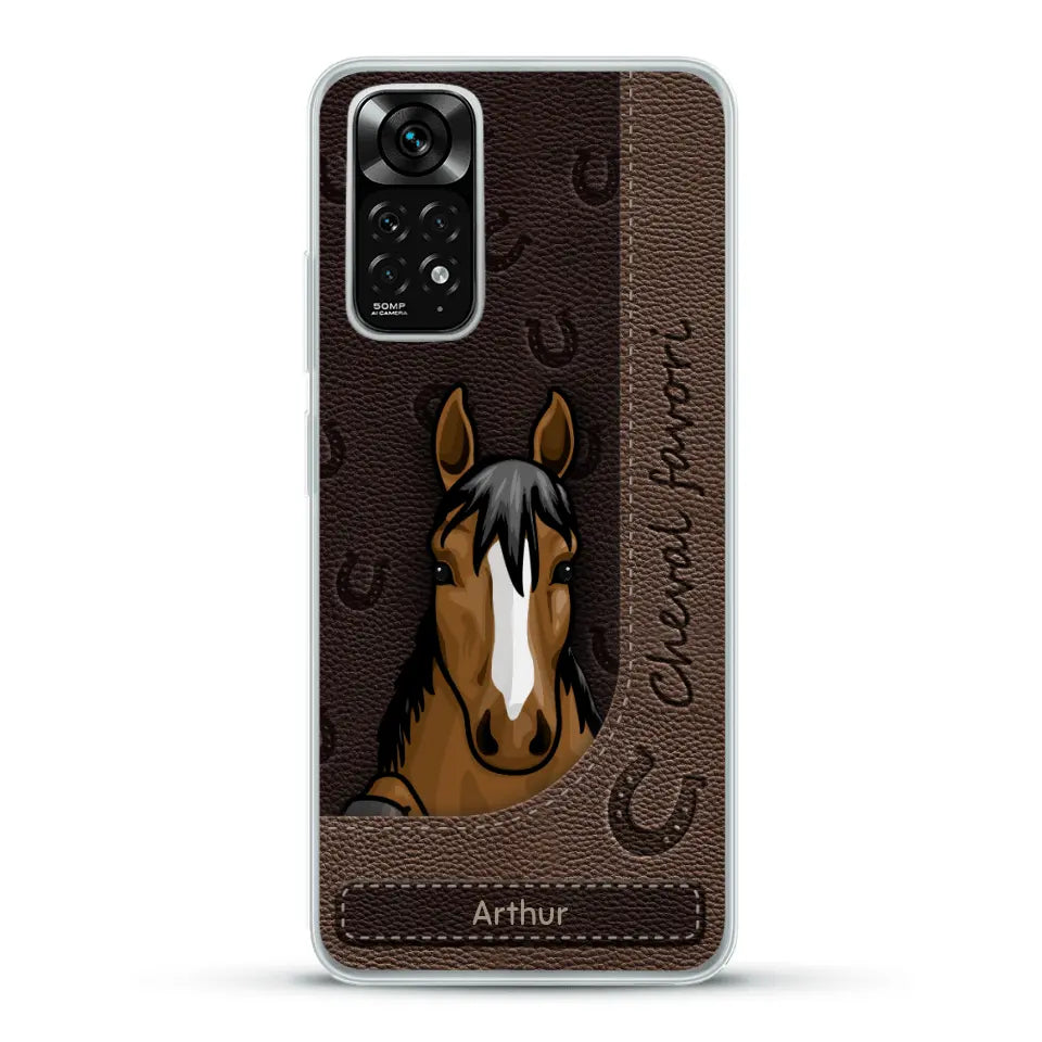 Chevaux curieux aspect cuir - Coque de téléphone personnalisée