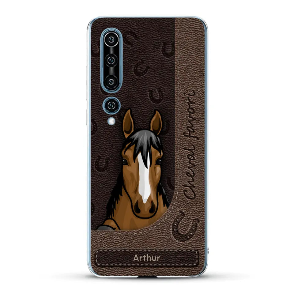 Chevaux curieux aspect cuir - Coque de téléphone personnalisée