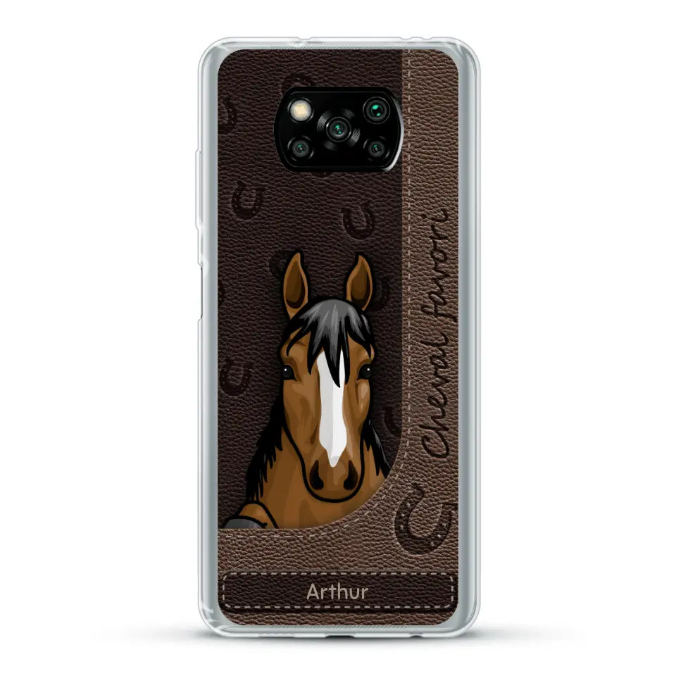 Chevaux curieux aspect cuir - Coque de téléphone personnalisée