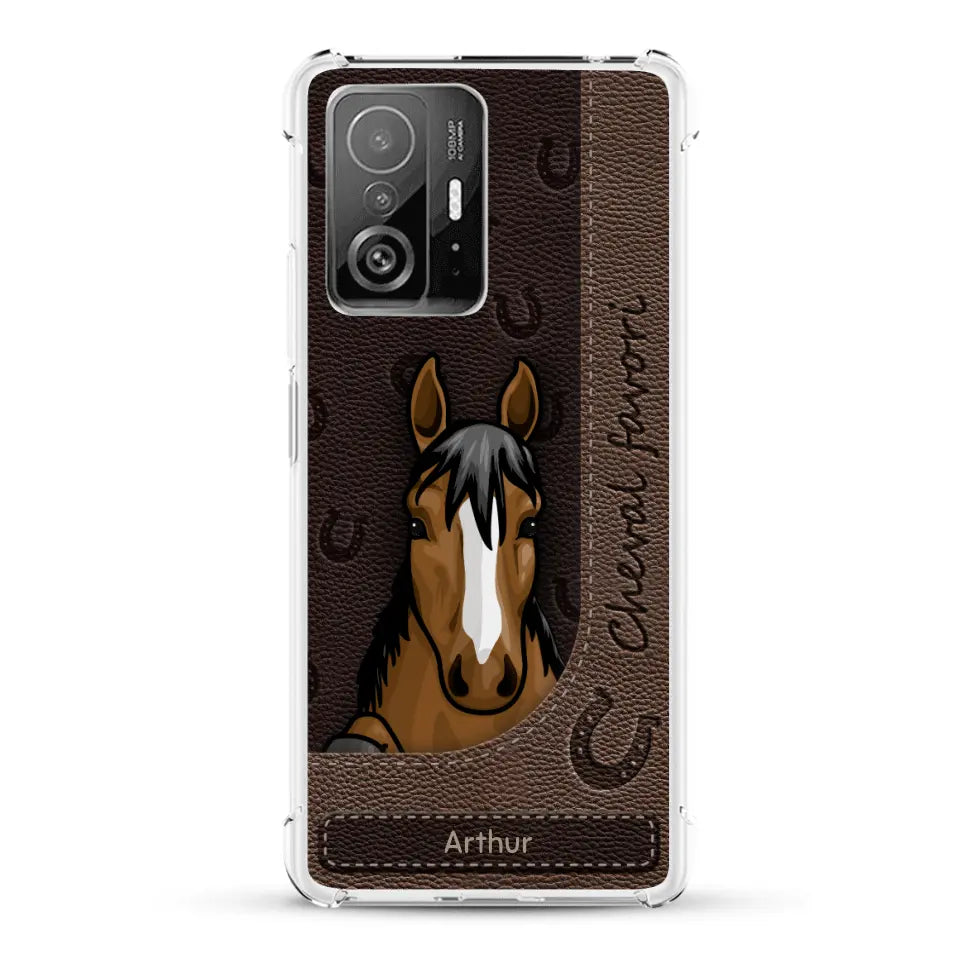Chevaux curieux aspect cuir - Coque de téléphone personnalisée