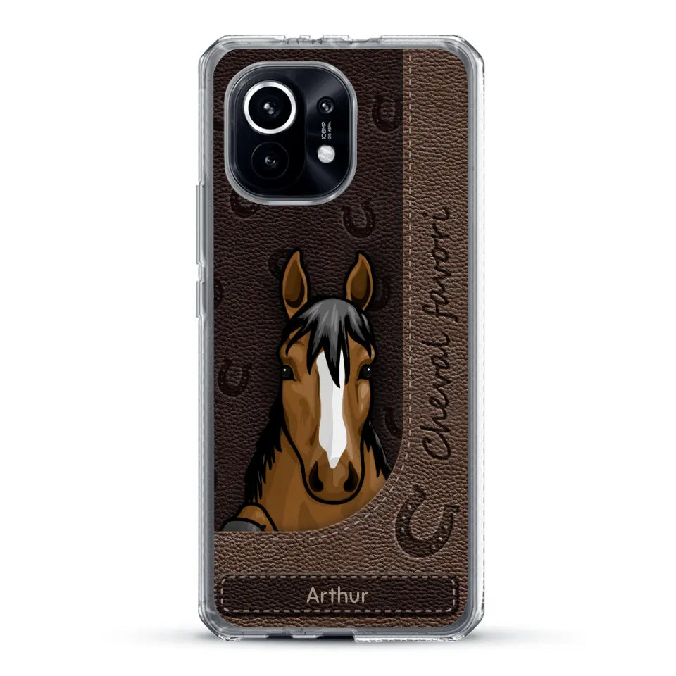 Chevaux curieux aspect cuir - Coque de téléphone personnalisée