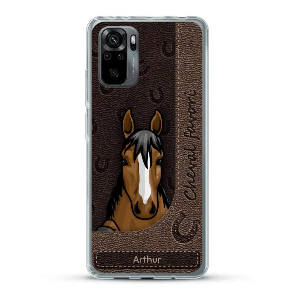 Chevaux curieux aspect cuir - Coque de téléphone personnalisée