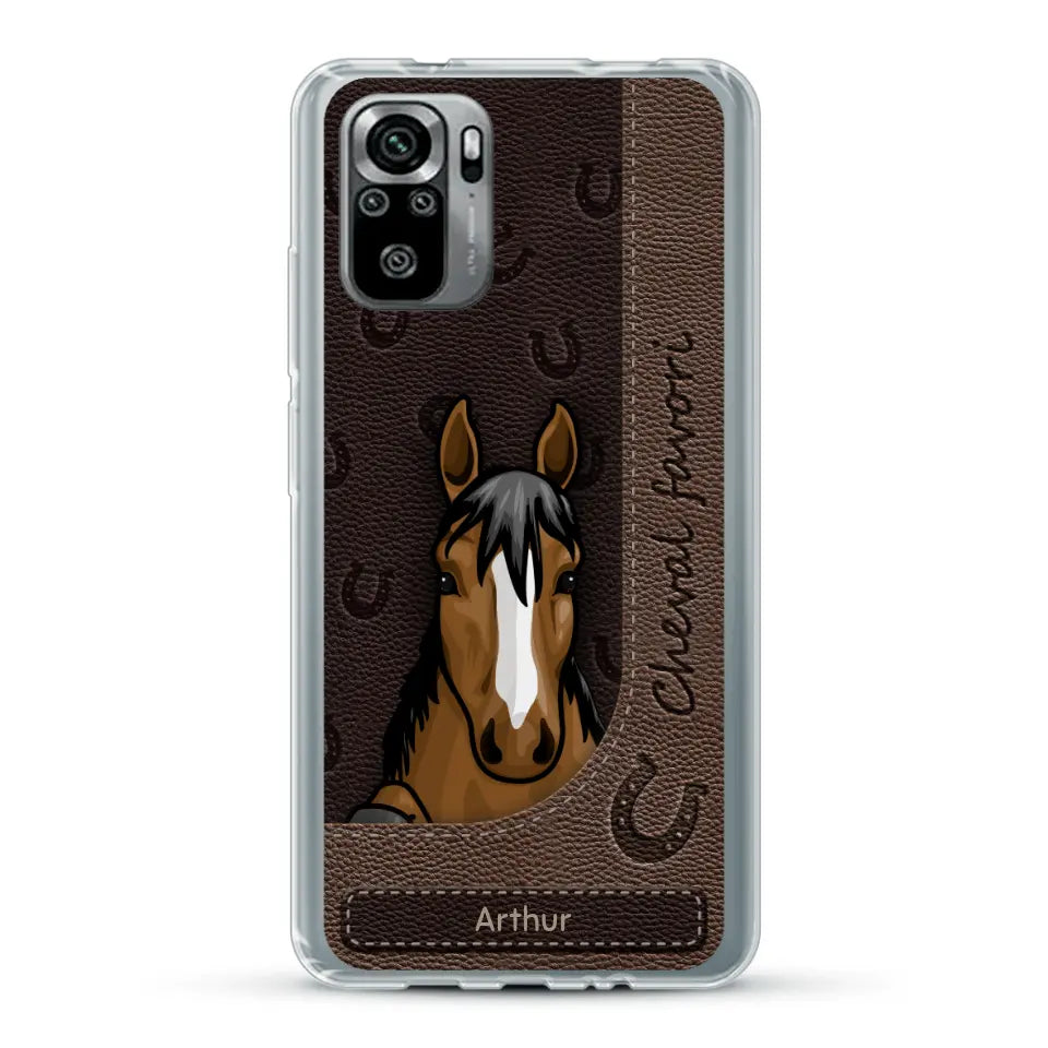 Chevaux curieux aspect cuir - Coque de téléphone personnalisée