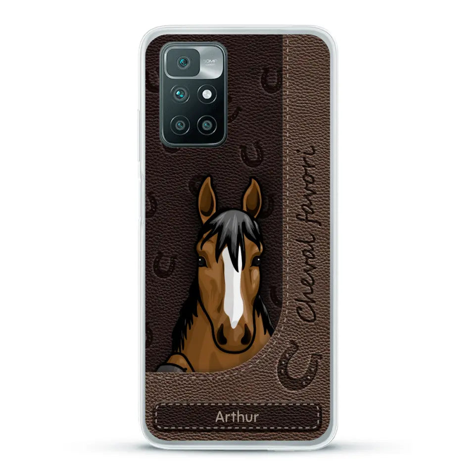 Chevaux curieux aspect cuir - Coque de téléphone personnalisée