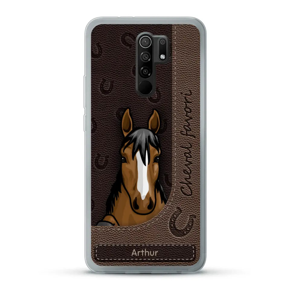 Chevaux curieux aspect cuir - Coque de téléphone personnalisée