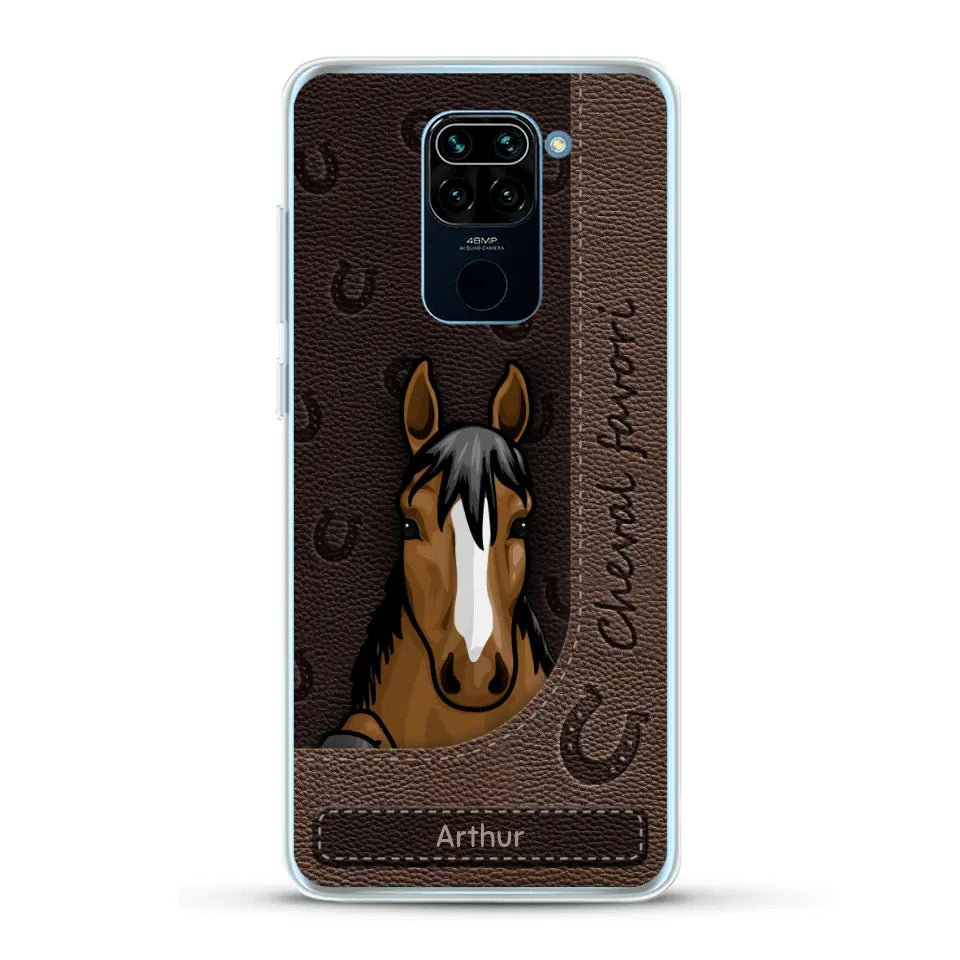 Chevaux curieux aspect cuir - Coque de téléphone personnalisée