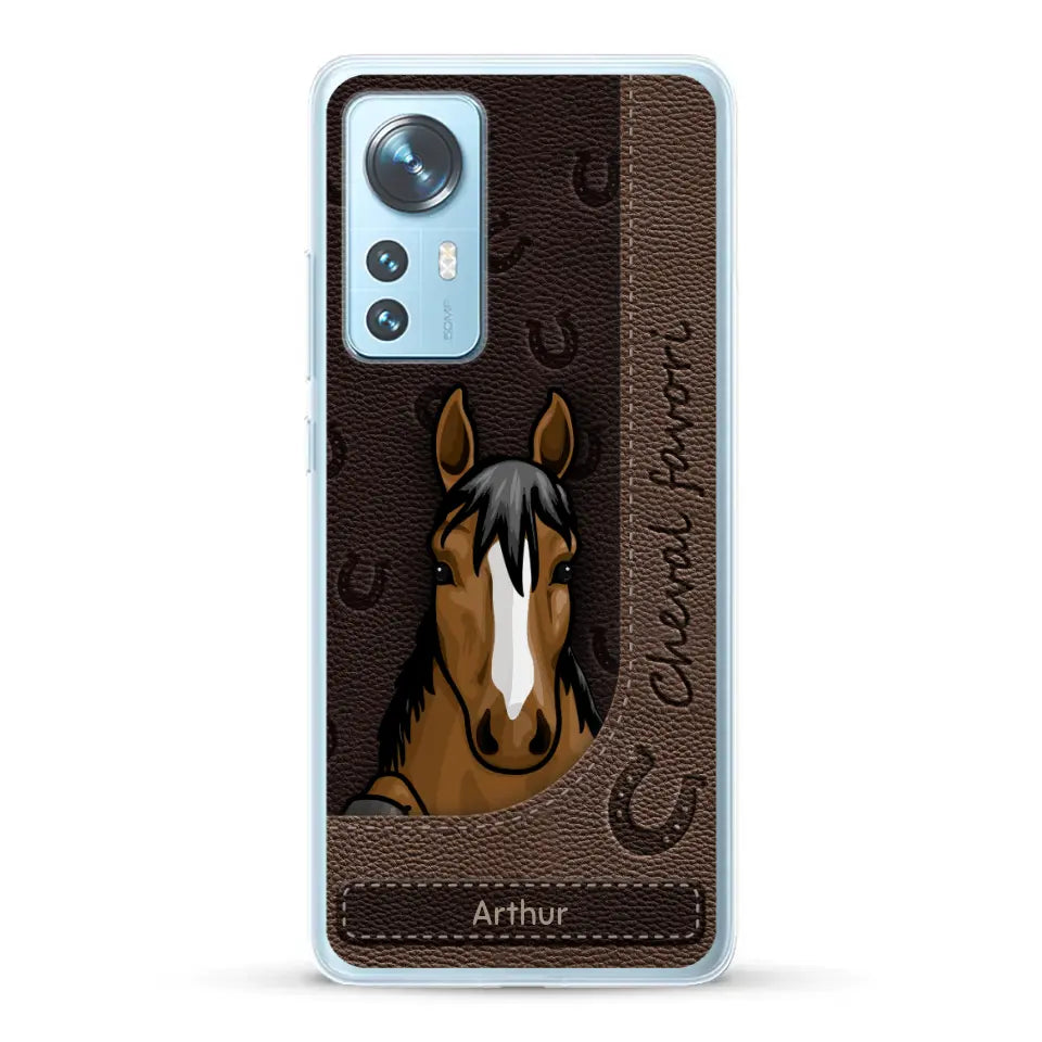 Chevaux curieux aspect cuir - Coque de téléphone personnalisée