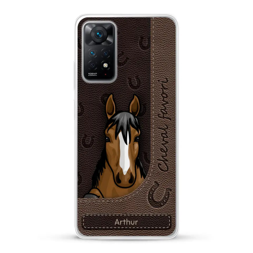 Chevaux curieux aspect cuir - Coque de téléphone personnalisée
