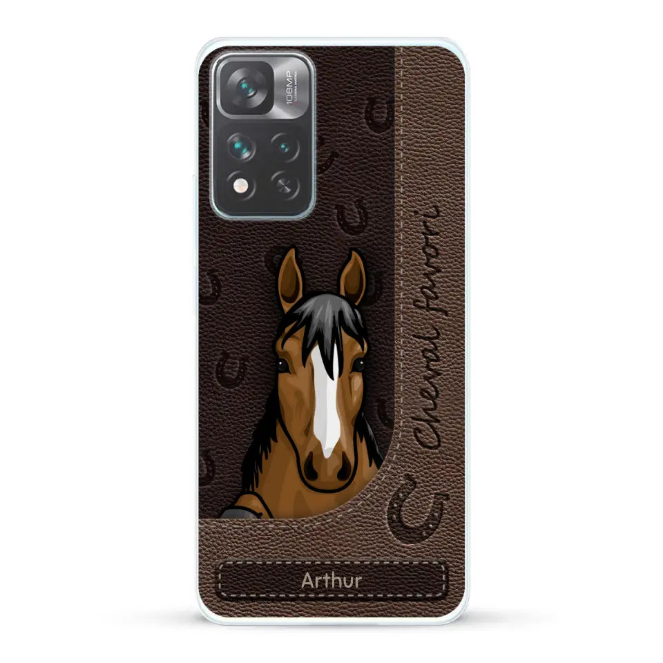Chevaux curieux aspect cuir - Coque de téléphone personnalisée