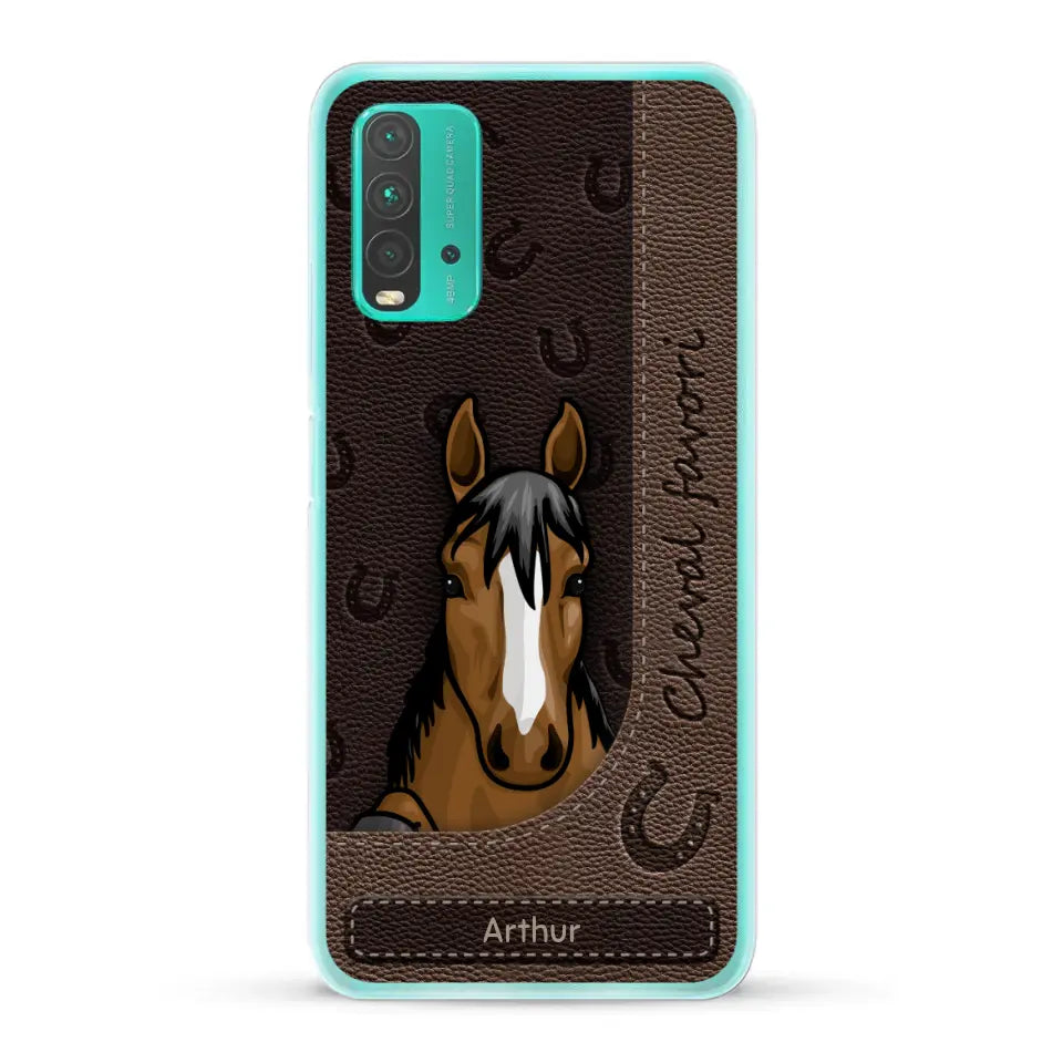 Chevaux curieux aspect cuir - Coque de téléphone personnalisée