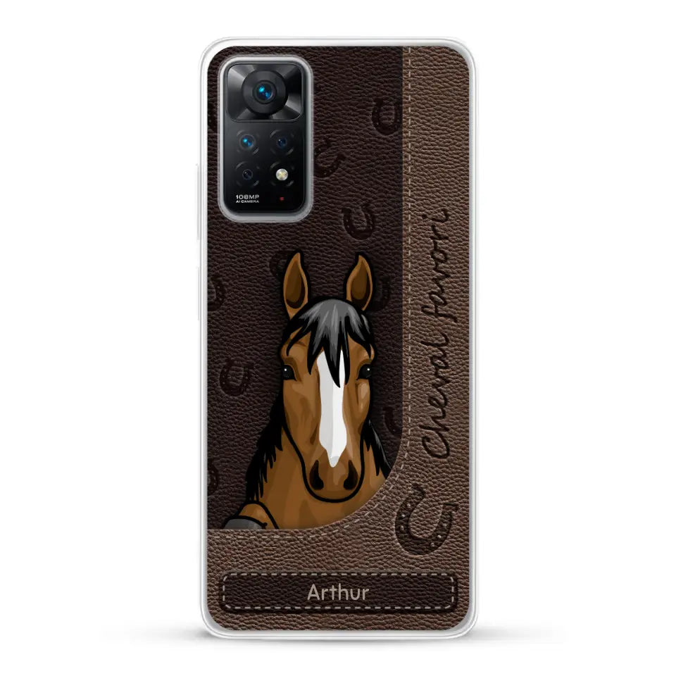 Chevaux curieux aspect cuir - Coque de téléphone personnalisée