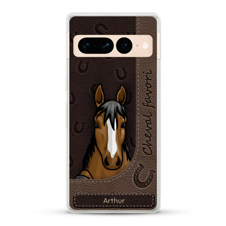 Chevaux curieux aspect cuir - Coque de téléphone personnalisée