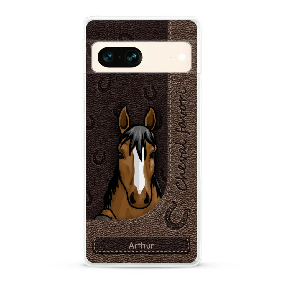 Chevaux curieux aspect cuir - Coque de téléphone personnalisée