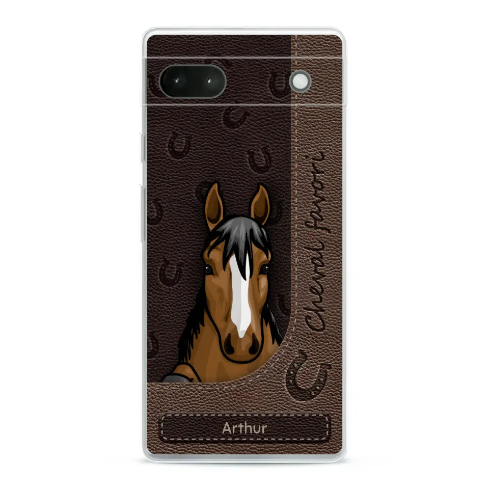 Chevaux curieux aspect cuir - Coque de téléphone personnalisée
