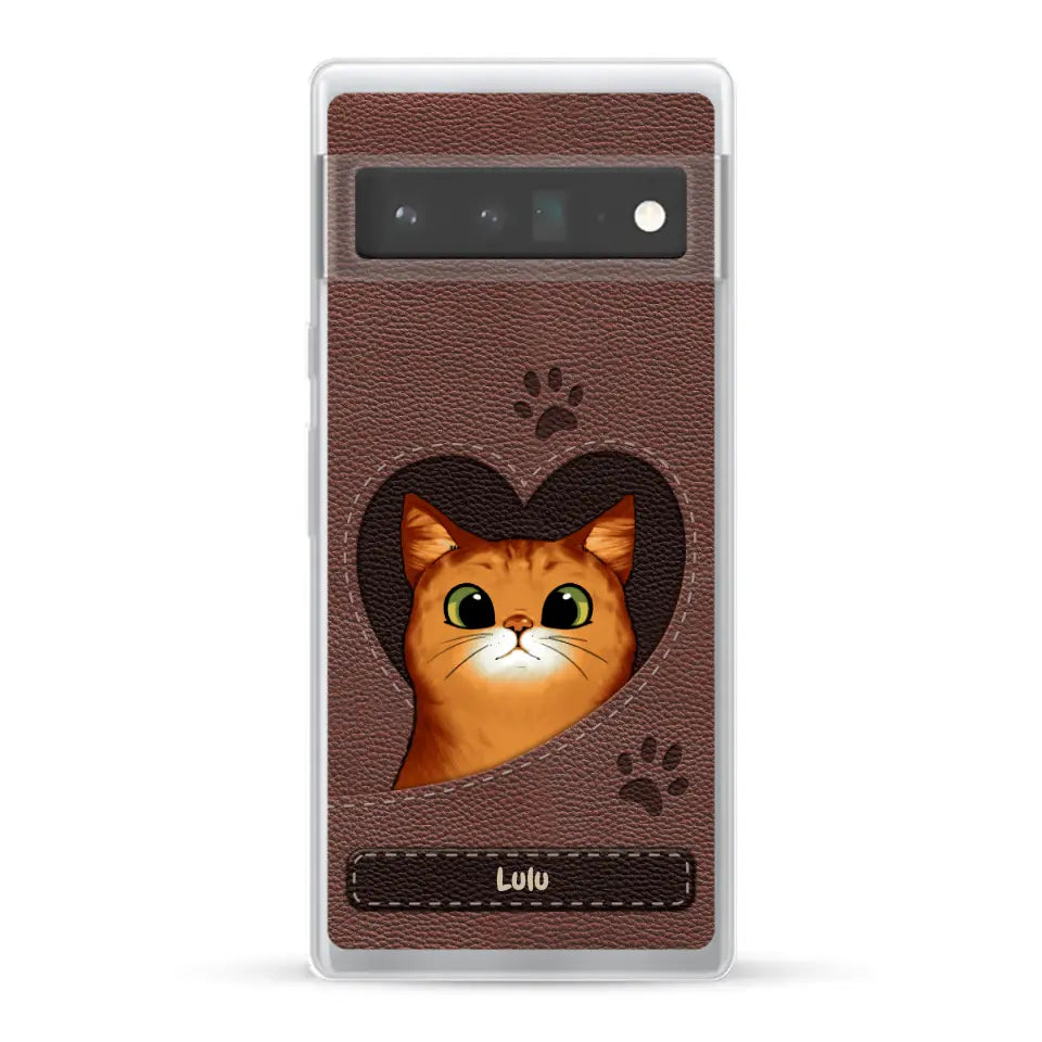 Chats curieux aspect cuir - Coque de téléphone personnalisée