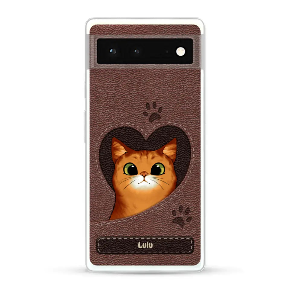 Chats curieux aspect cuir - Coque de téléphone personnalisée