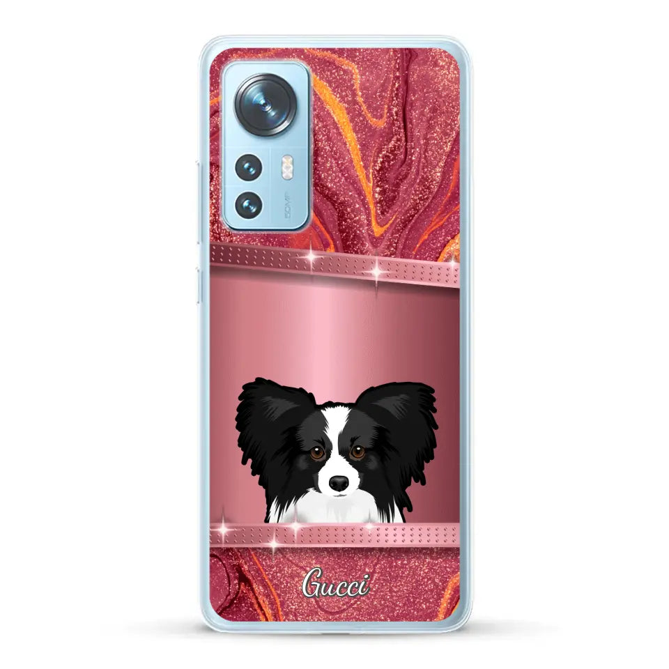 Chiens curieux aspect pailleté - Coque de téléphone personnalisée