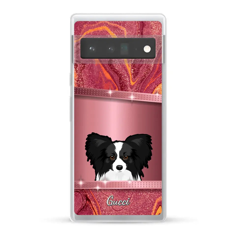 Chiens curieux aspect pailleté - Coque de téléphone personnalisée