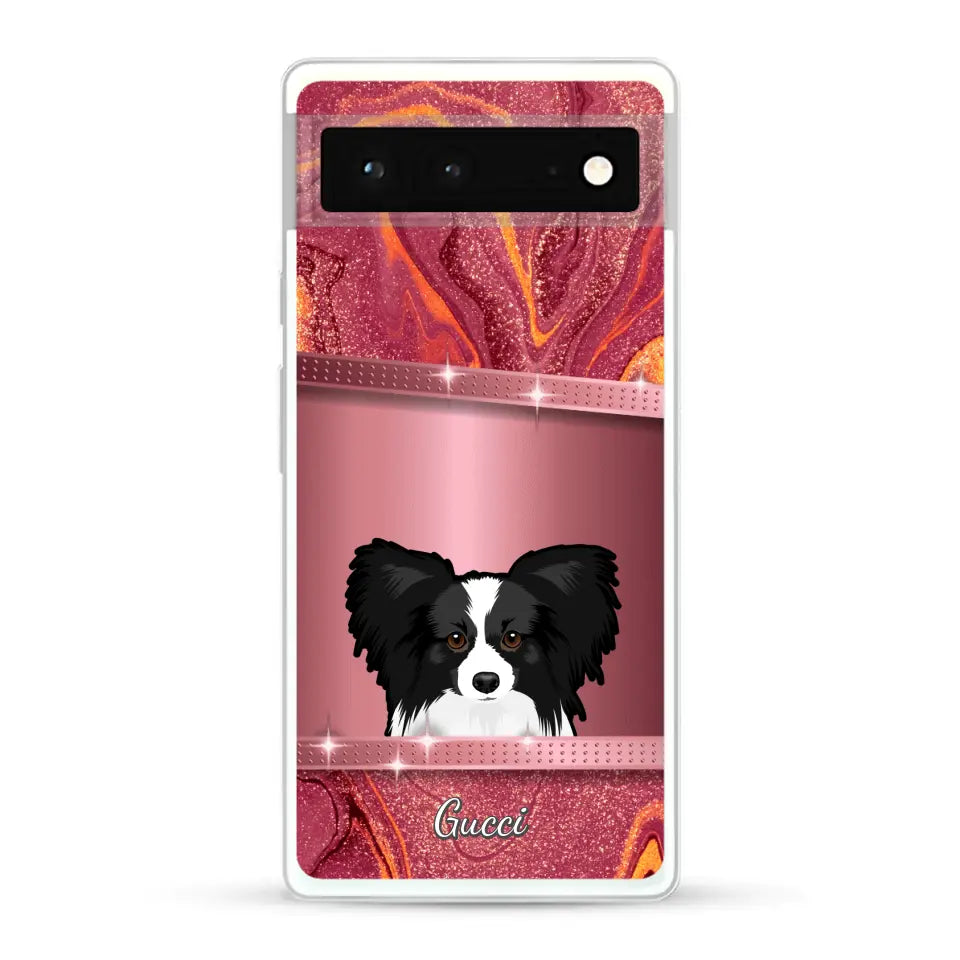 Chiens curieux aspect pailleté - Coque de téléphone personnalisée