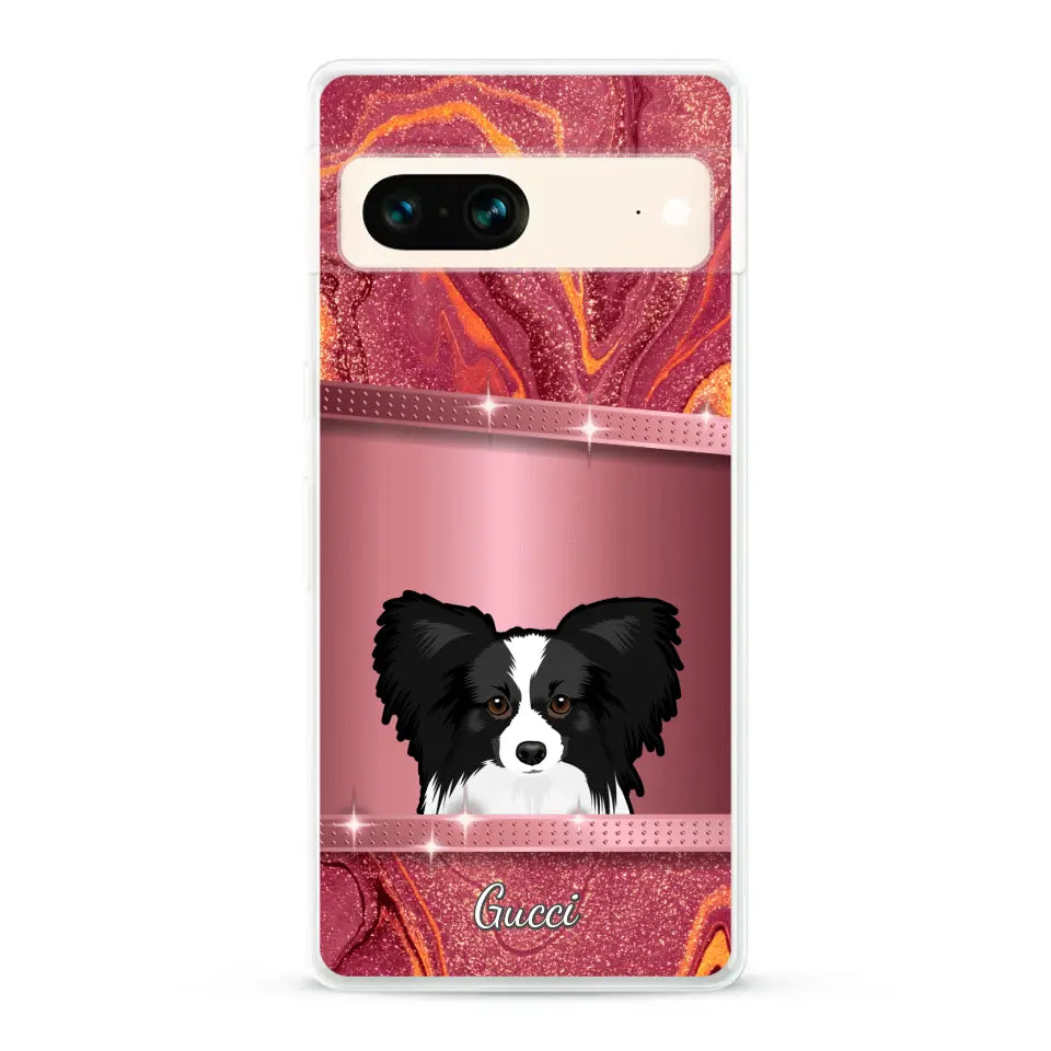 Chiens curieux aspect pailleté - Coque de téléphone personnalisée