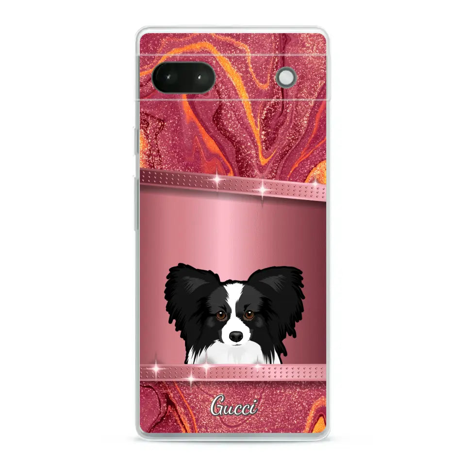 Chiens curieux aspect pailleté - Coque de téléphone personnalisée