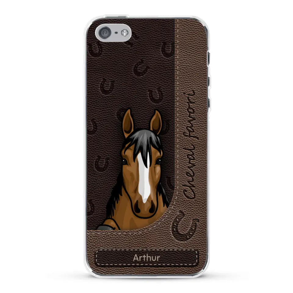 Chevaux curieux aspect cuir - Coque de téléphone personnalisée