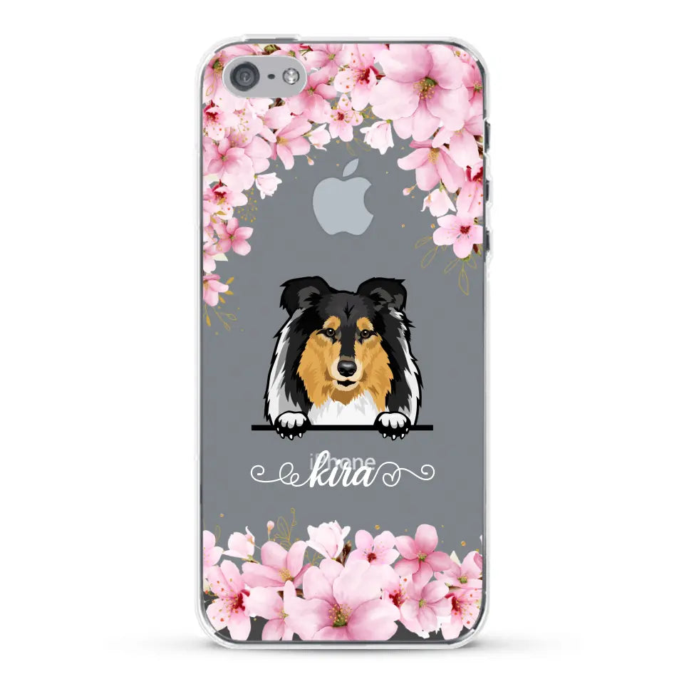 Fleurs et chiens - Coque de téléphone personnalisée