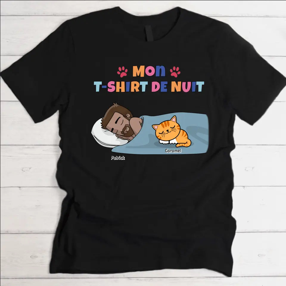 Mon t-shirt de nuit Papa chat - T-Shirt personnalisé