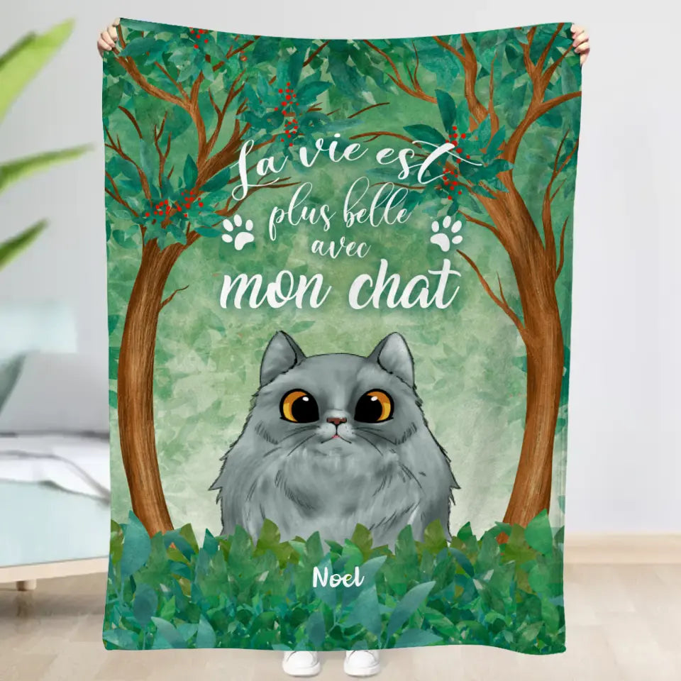 Couverture personnalisée - La vie est belle avec les chats