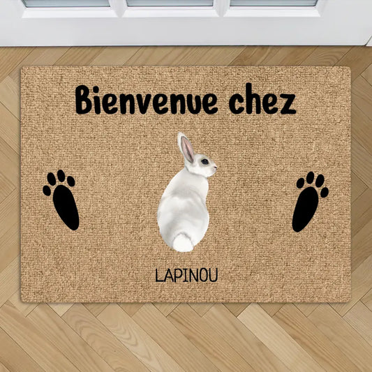 Bienvenue chez (lapin) - paillasson personnalisé