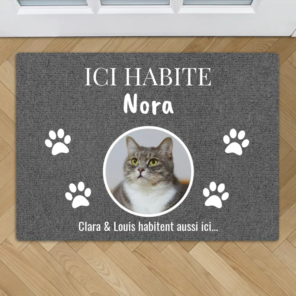 Ici habite - photo téléchargée - Paillasson personnalisé