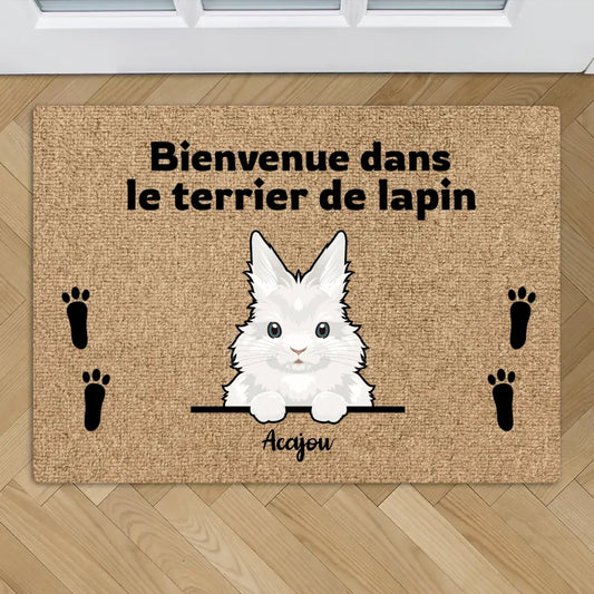 Bienvenue dans le terrier de lapin - Paillasson personnalisé