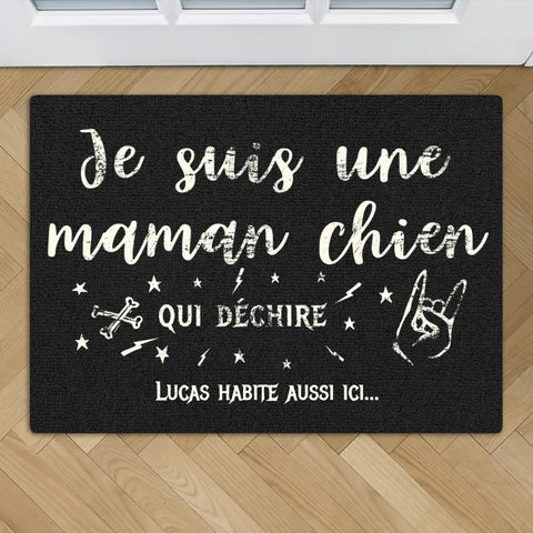 Je suis une maman chien qui déchire - Paillasson personnalisé - Featured Image