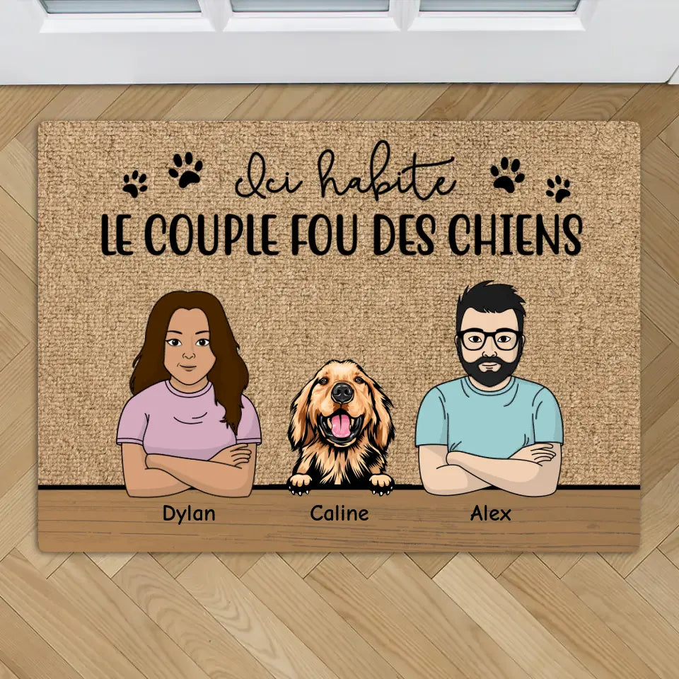 Le couple fou des chiens - Paillasson personnalisé