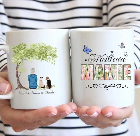 Meilleure mamie (motif floral) - Mug personnalisé