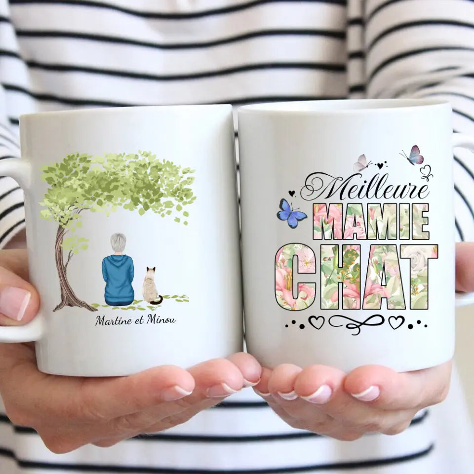 Meilleure mamie (motif floral) - Mug personnalisé