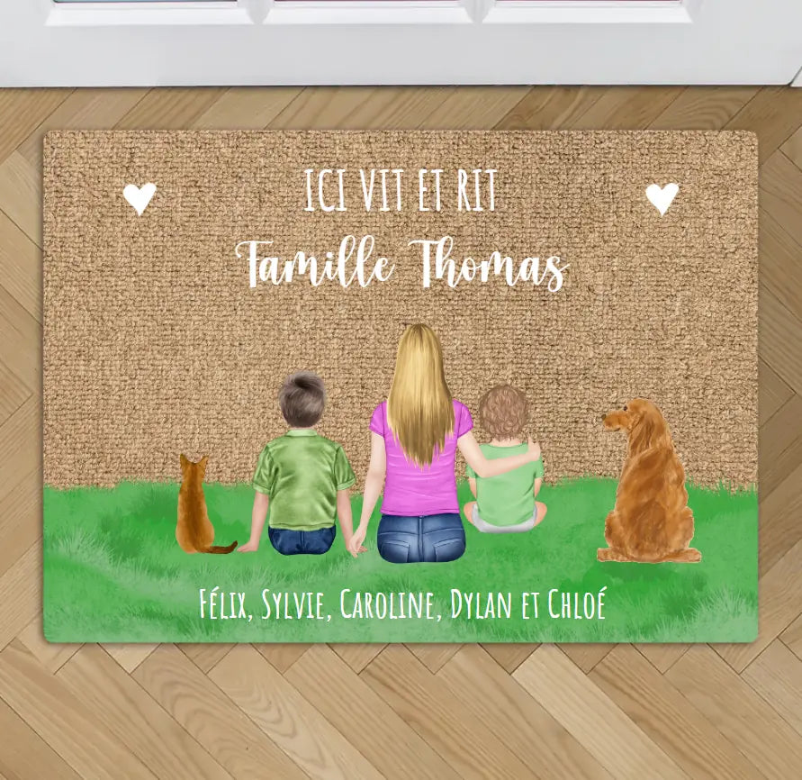 Famille Célibataire - Paillasson personnalisé