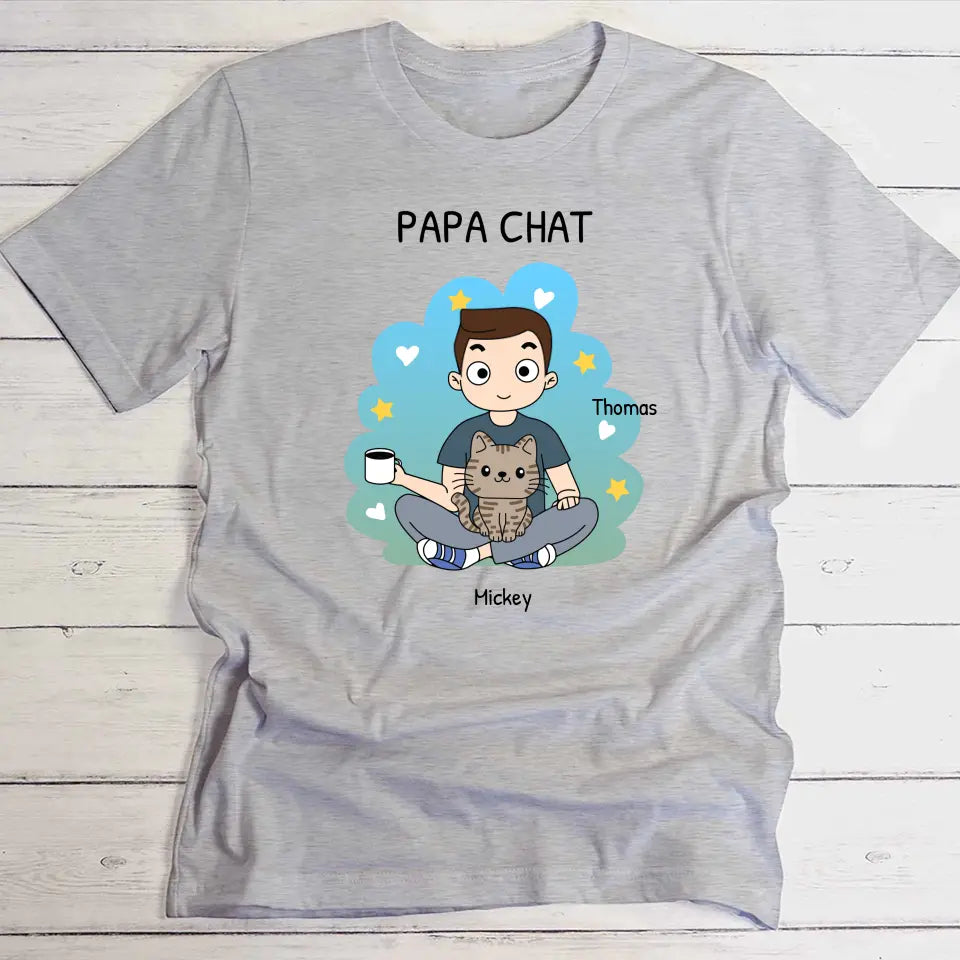 Papa chat (style BD) - T-Shirt personnalisé
