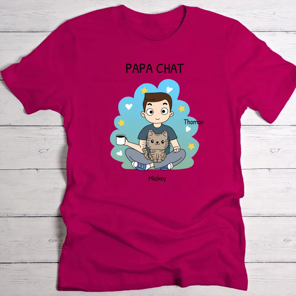 Papa chat (style BD) - T-Shirt personnalisé