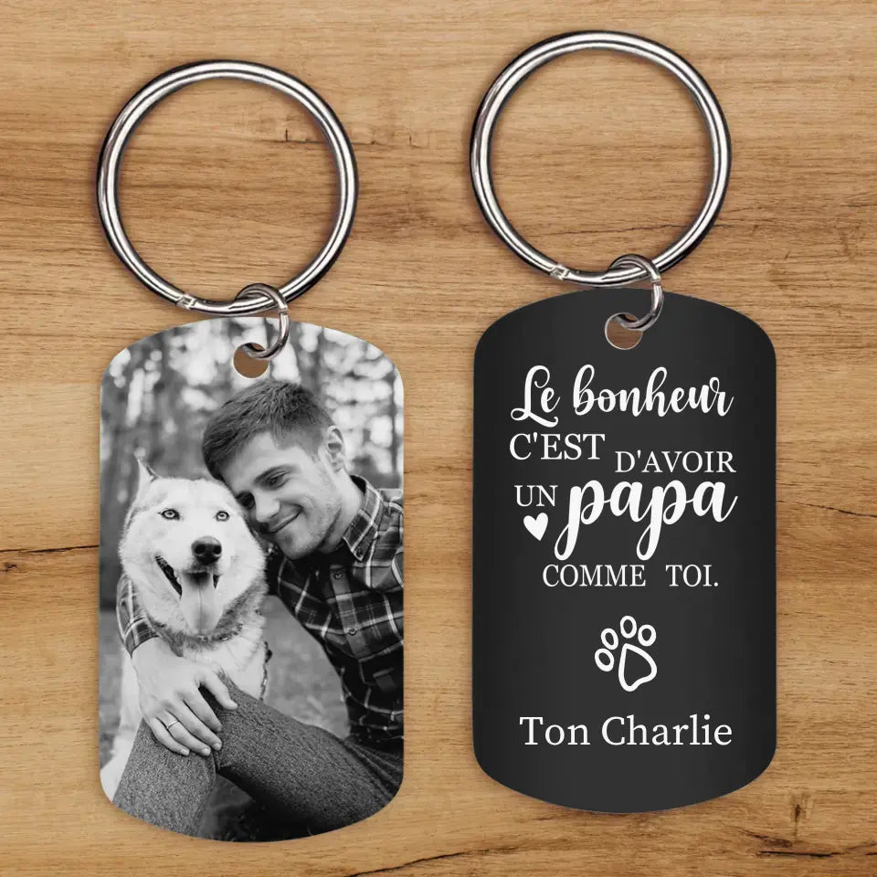 Le bonheur, c'est... - Porte-clés Dog Tag personnalisé