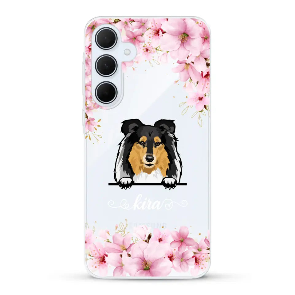 Fleurs et chiens - Coque de téléphone personnalisée