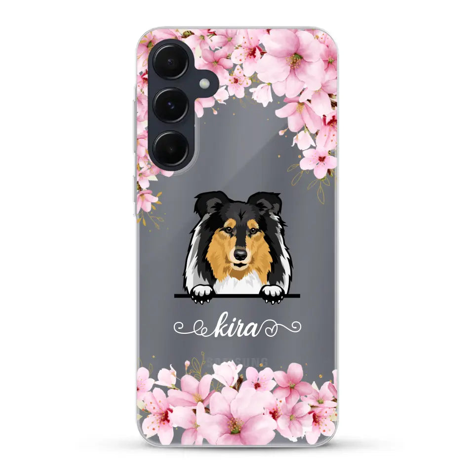 Fleurs et chiens - Coque de téléphone personnalisée