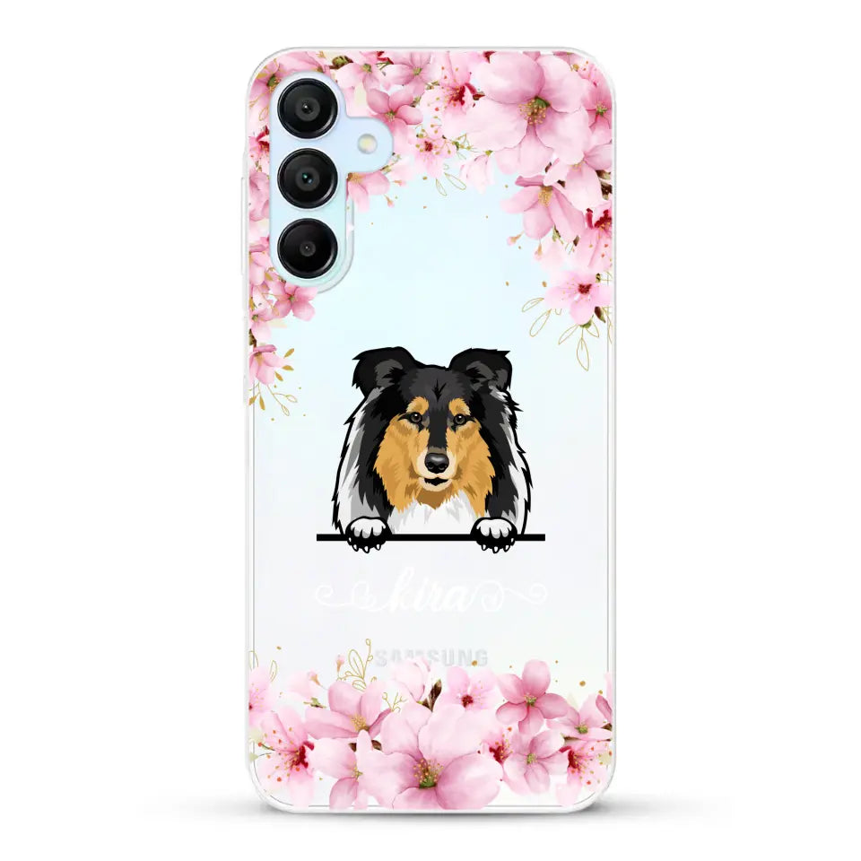 Fleurs et chiens - Coque de téléphone personnalisée