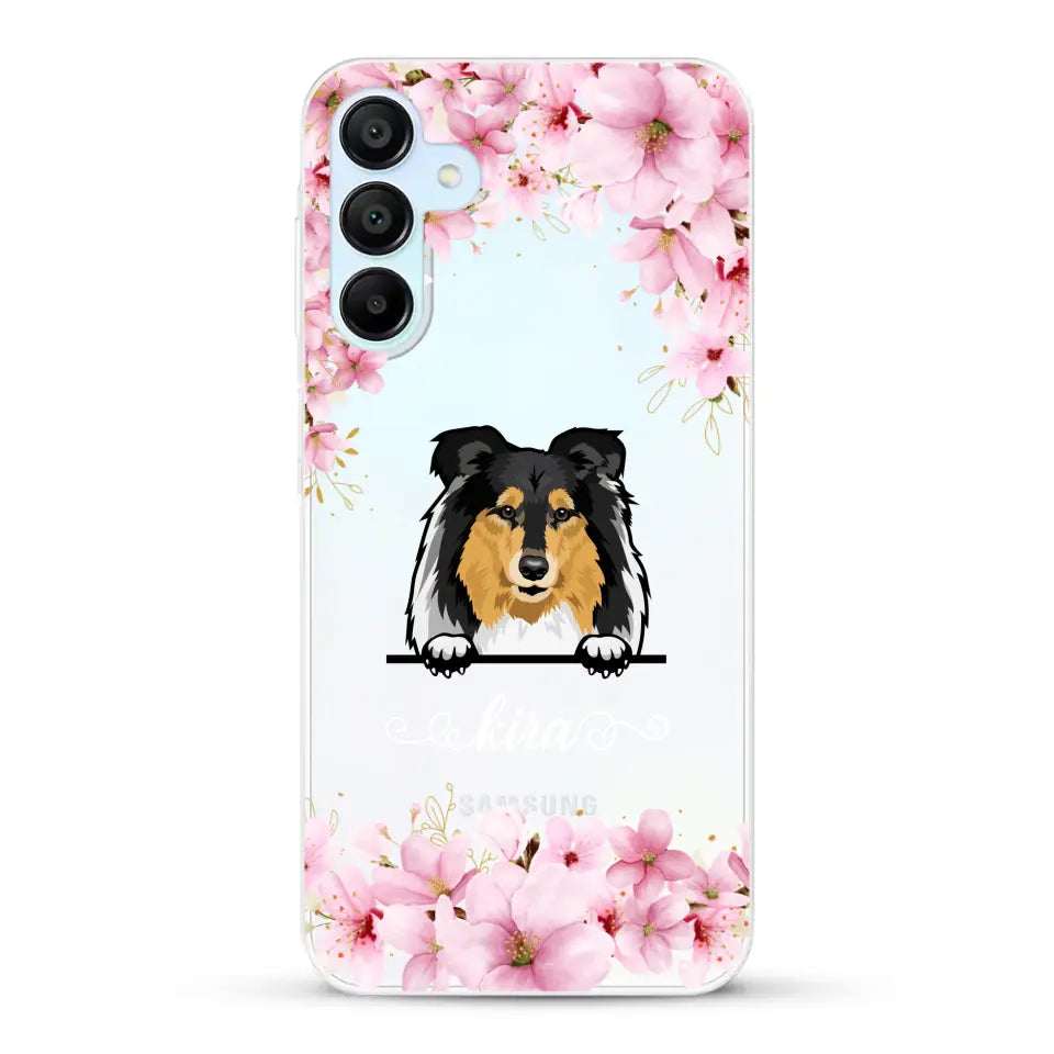 Fleurs et chiens - Coque de téléphone personnalisée