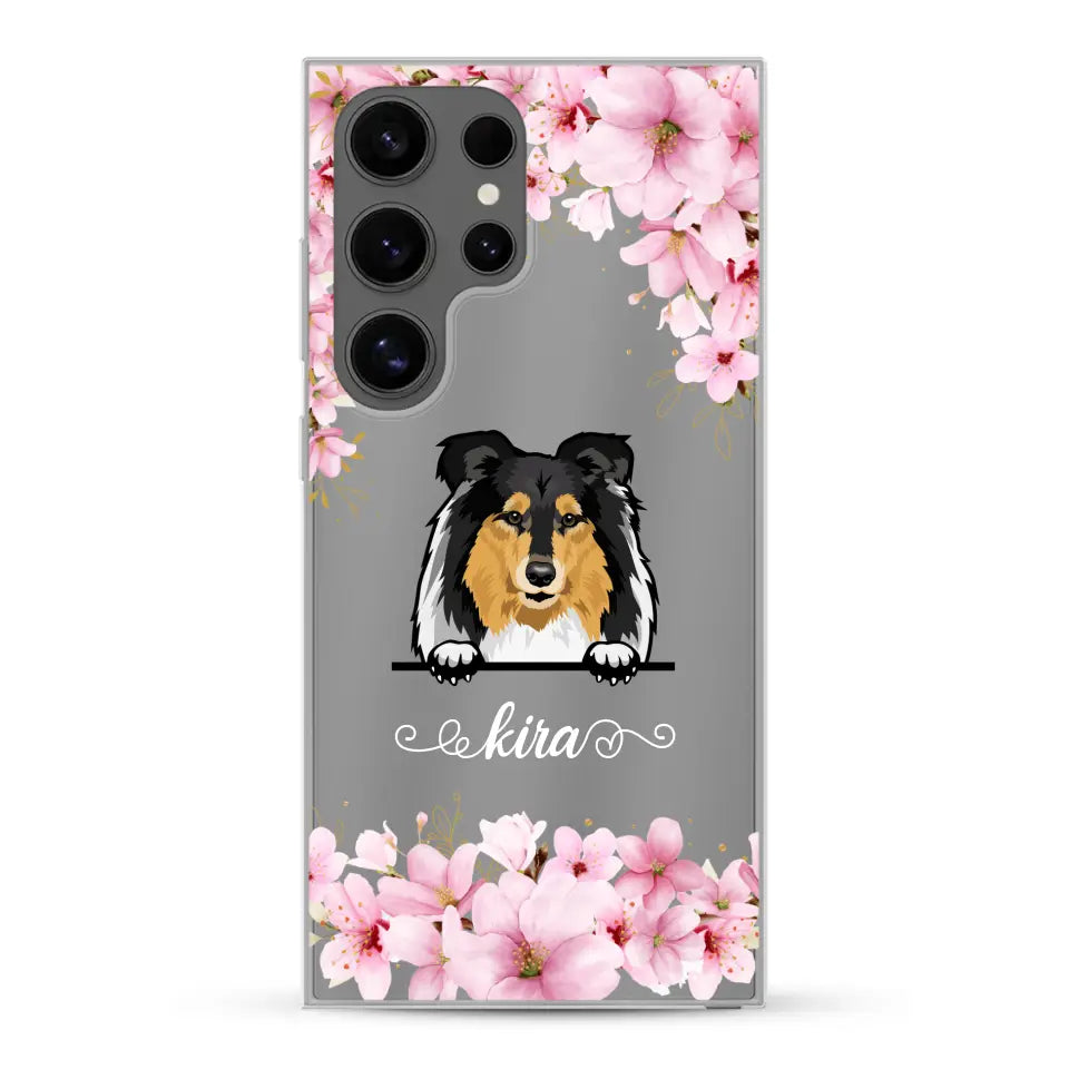 Fleurs et chiens - Coque de téléphone personnalisée