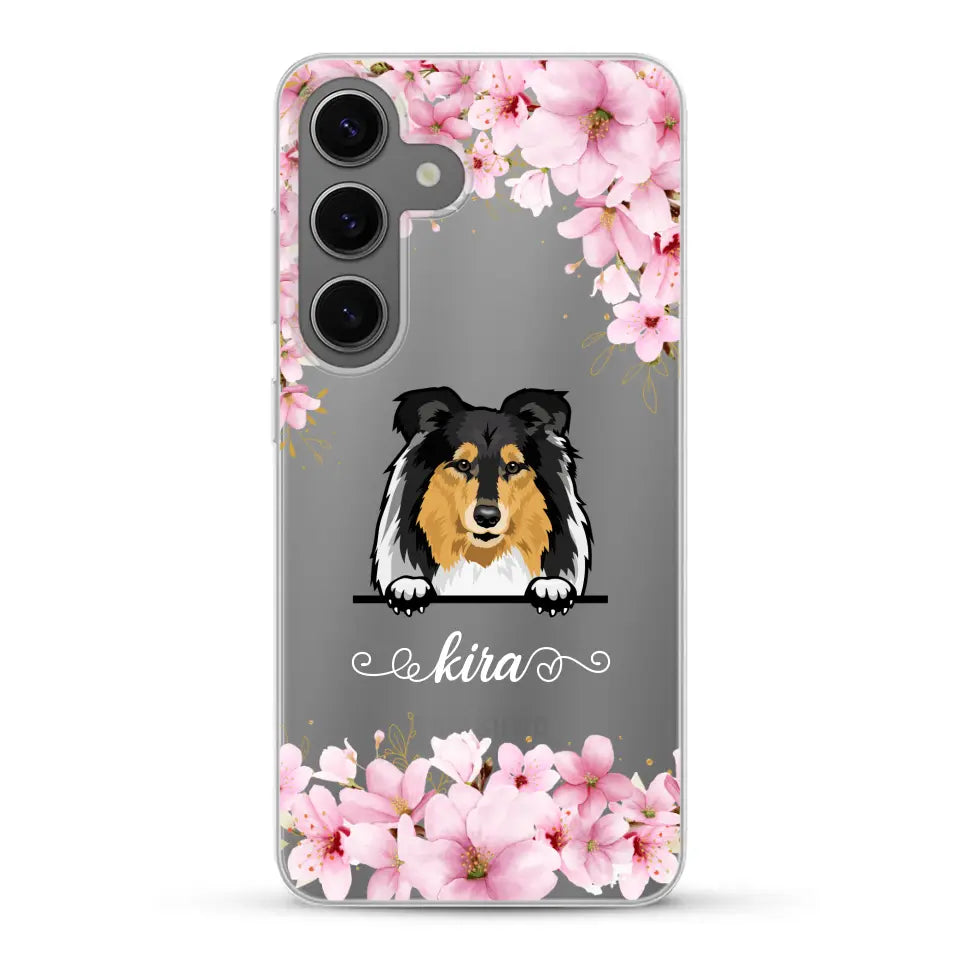 Fleurs et chiens - Coque de téléphone personnalisée