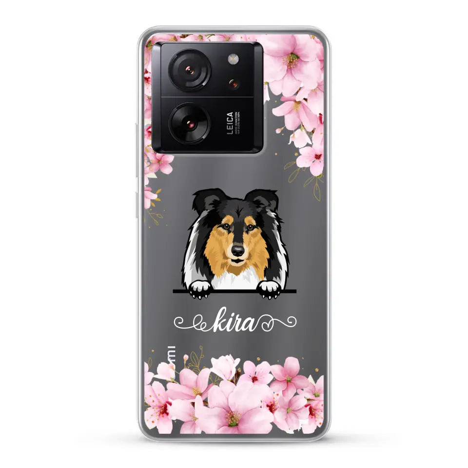 Fleurs et chiens - Coque de téléphone personnalisée