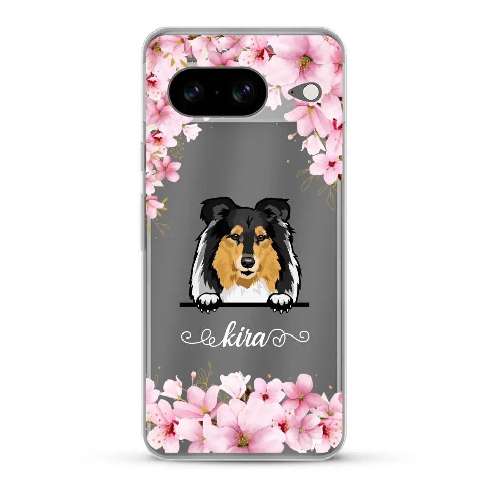 Fleurs et chiens - Coque de téléphone personnalisée